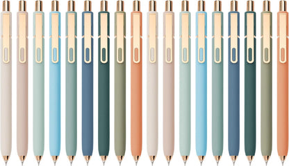 Linbsunne Gel Pens Black Ink Pens for Office 0.5mm Fine Point Pen Smooth Writing Retractable (Metal gold clip-10 pcs)