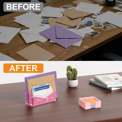 Beego Envelope and Mail Organizer Countertop - 3 Compartments Black Acrylic Desk Organizer Letter Holder Desktop File Sorter Bill Document Folder Rack for Office, Home, School Desk Organization
