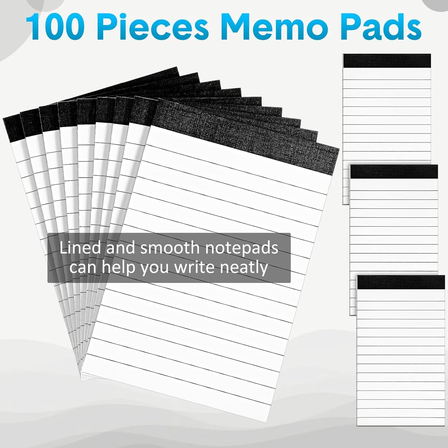 PerKoop 100 Pack Small Notepads Refills 4 x 6 Inch Lined Memo Pads 30 Sheets Mini Legal Pads Pocket Notepads for Teacher Nurse Office School Supplies