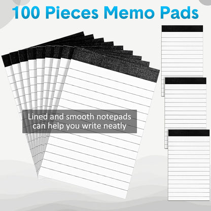 PerKoop 100 Pack Small Notepads Refills 4 x 6 Inch Lined Memo Pads 30 Sheets Mini Legal Pads Pocket Notepads for Teacher Nurse Office School Supplies