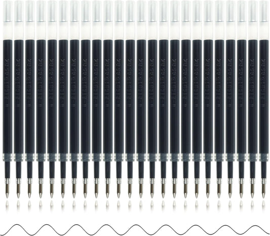 24 Pcs Retractable Black Gel Ink Refills, 0.7 mm Point Black Ink