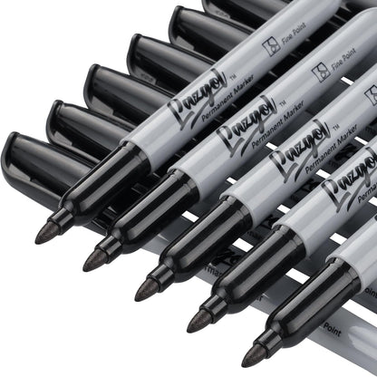LAZGOL Permanent Markers Bulk, 120 Pack Fine Tip Black Permanent Markers, Waterproof Markers, Premium Smear Proof Pens, Quick Drying, Office Supplies for School, Office, Home