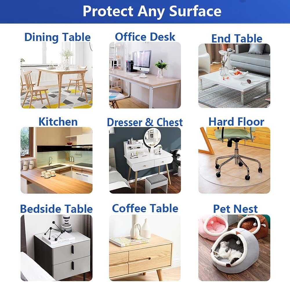 Transparent 14x24 in Small Office Desk Blotter Mat Clear Plastic Table Protector Cover Pad PVC Topper Surface Proection Mat Pad Anti Scratch Table Mat Glass End Table Protector Waterproof Easy Clean - Colors A
