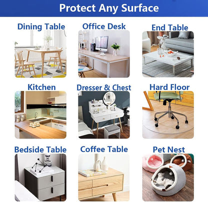 Transparent 14x24 in Small Office Desk Blotter Mat Clear Plastic Table Protector Cover Pad PVC Topper Surface Proection Mat Pad Anti Scratch Table Mat Glass End Table Protector Waterproof Easy Clean - Colors D