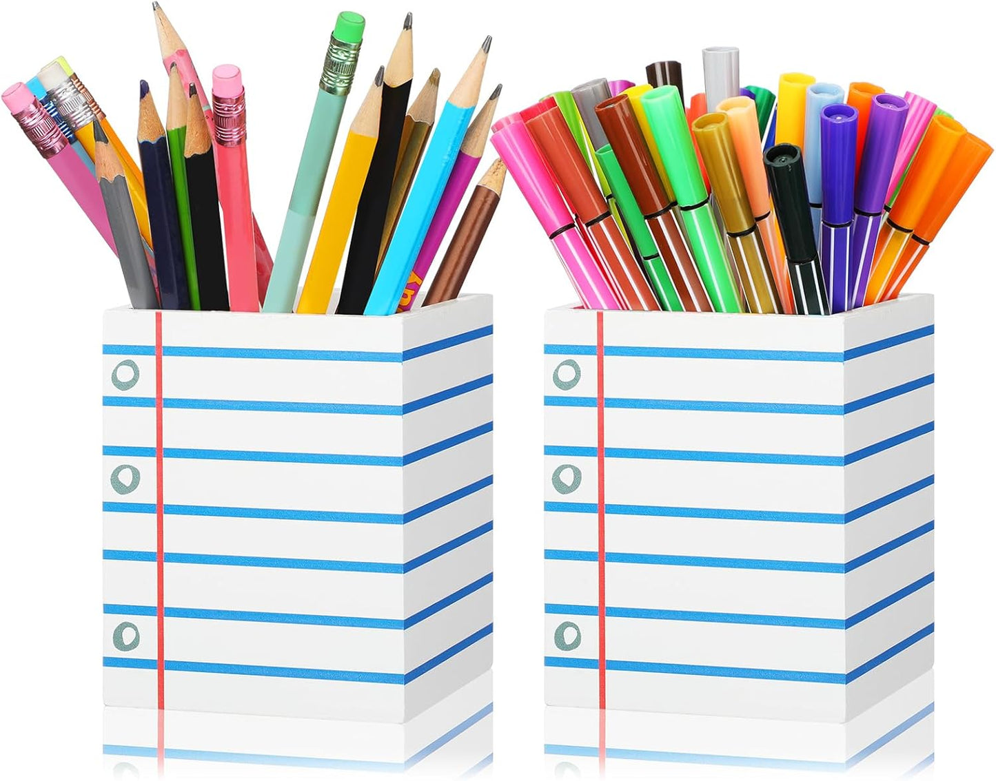 Sherr 2 Pcs Wood Pencil Holder for Teacher Pen Holders Teacher Appreciation Gifts Back to School Organizer Pencils Cup Wooden Dispenser Storage Organizer for Classroom Office Desk