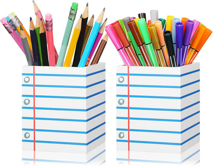 Sherr 2 Pcs Wood Pencil Holder for Teacher Pen Holders Teacher Appreciation Gifts Back to School Organizer Pencils Cup Wooden Dispenser Storage Organizer for Classroom Office Desk