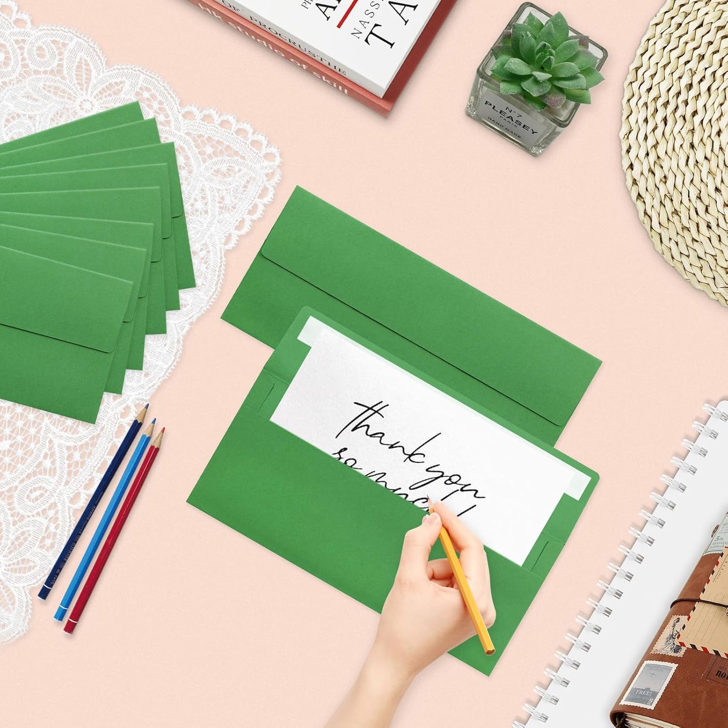 50 Pack #10 Business Envelopes, Sage Green Standard Envelopes Self Seal, Letter Size Mailing Envelopes for Checks Letters Invoices Statements Birthday Graduation Wedding, 4 1/8 x 9 1/2 Inch