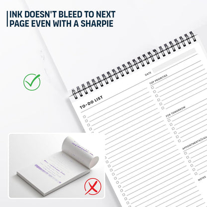 To Do List Notepad: With Multiple Functional Sections - 6.5 x 9.8" 60 Sheets - Spiral Daily Planner Notebook - Task CheckList Organizer Agenda Pad for Work - Note & Todo List Organization Notebooks