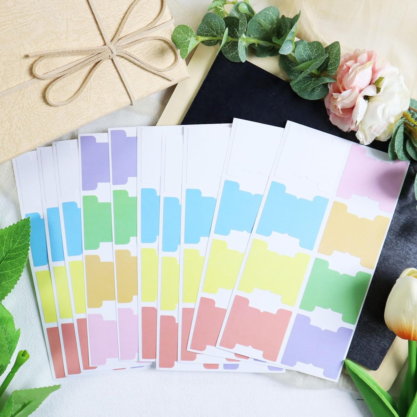 80 Pieces Sticky Blank Monthly Index Tabs Double-Sided Page Markers, Self-Adhesive & Writable Notes Flags for Labeling/Marking/Planing - Multi