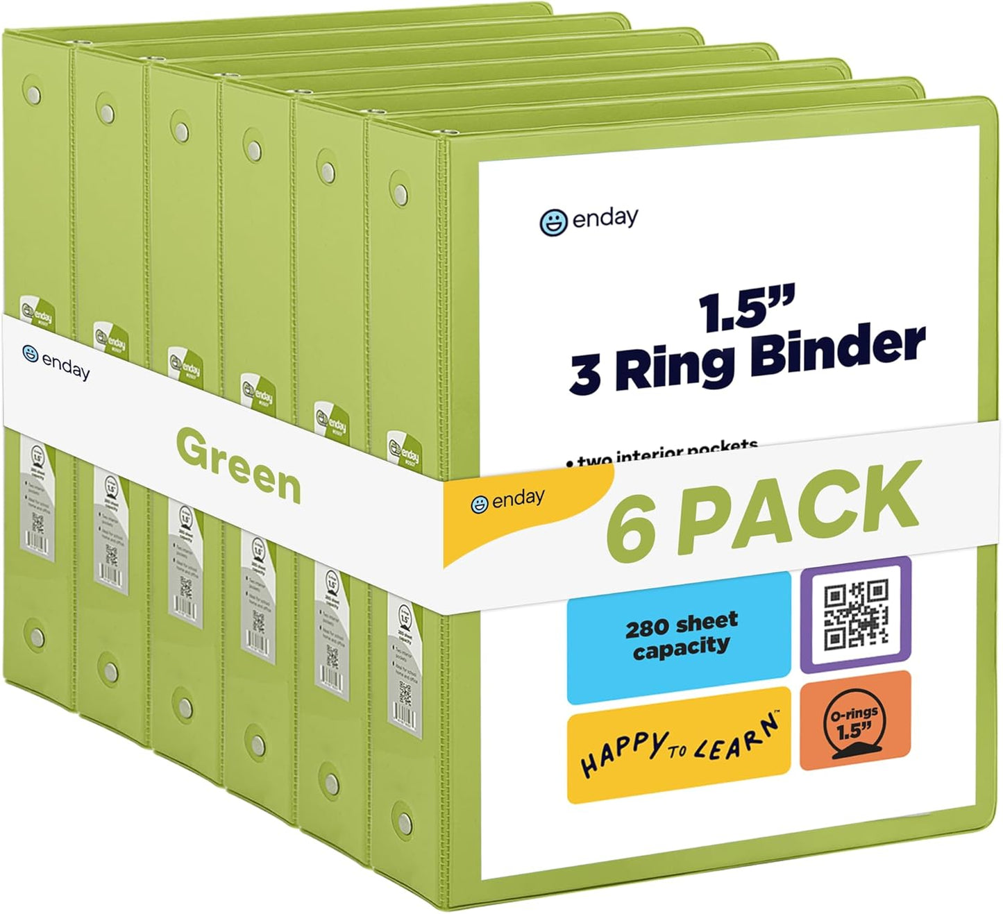 Enday 1 Inch Binder (6 Pack - Grey) 3 Ring Binder 1 inch with Clear View Cover and 2 Inside Pocket - for Letter Size 8.5 x 11'' Paper, Ideal for School Supplies, Office, and Home