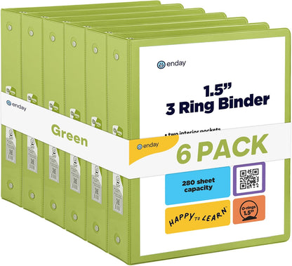 Enday 1 Inch Binder (6 Pack - Grey) 3 Ring Binder 1 inch with Clear View Cover and 2 Inside Pocket - for Letter Size 8.5 x 11'' Paper, Ideal for School Supplies, Office, and Home
