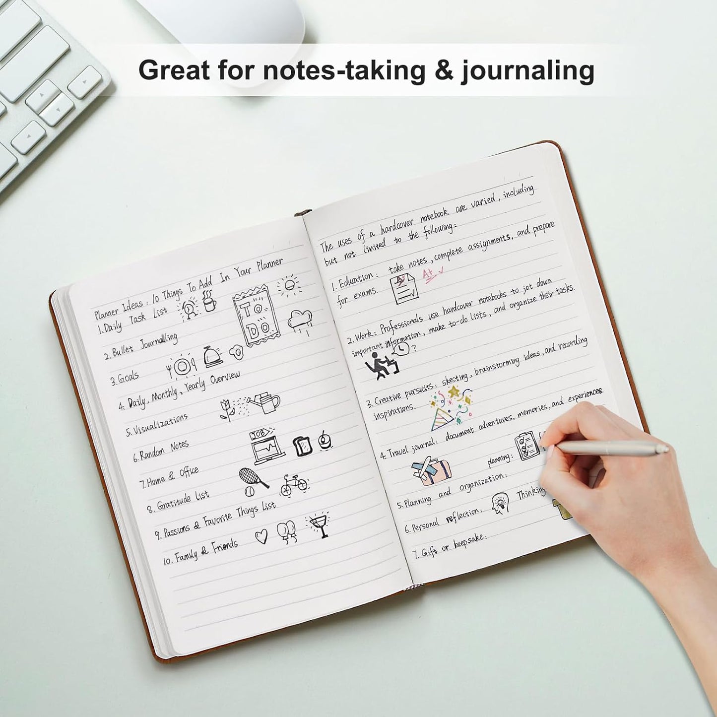 Comix 6 Pack Lined Journal Notebooks for Work, 240 Pages, 5.5"x8.3", Black, Hardcover, A5 Medium College Ruled, Journaling Notebooks for Notes-Taking, Fits for Office School Home