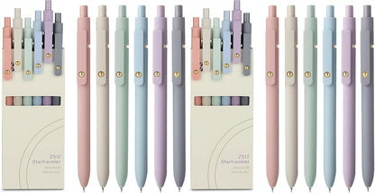 FIOVER 5pcs Gel Pens Quick Dry Ink Pens Fine Point Premium Retractable Rolling Ball Gel Pens Black Ink Smooth Writing for School Office Home