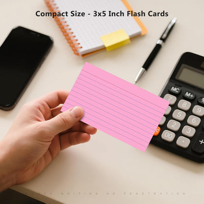 600 Count Index Cards 3 x 5 Inch Green Lined Flash Cards Ideal for Studying and To-do-List, Portable Note Cards Taking for Students and Teachers, Flash Card Styled for Home, Office or School Use