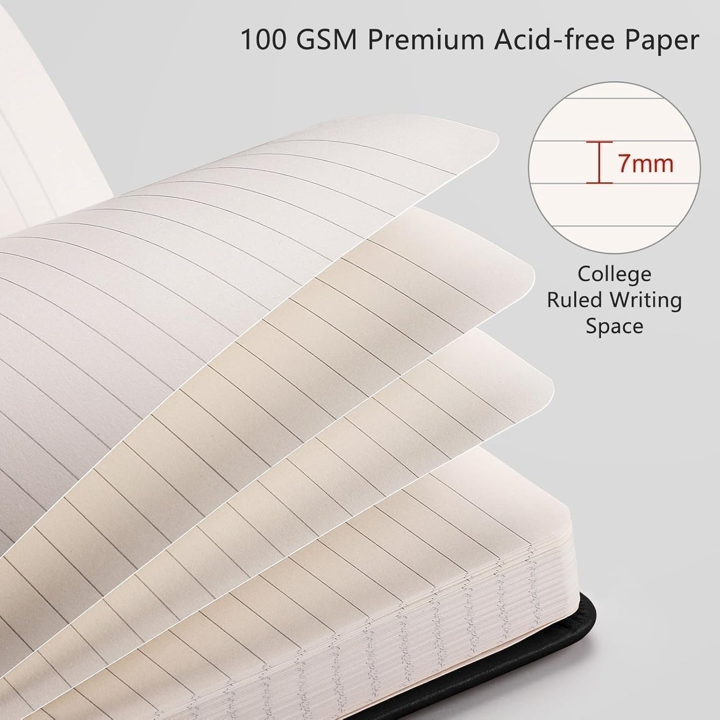 RETTACY Graph Grid Paper Notebook, 192 Pages, A5 Medium Size (5.7'' x 8.3''), 5 Squares per Inch, Leather Hardcover, 100 GSM Thick Paper, for School, Students, Math, Engineering (Brown)