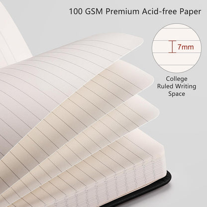 RETTACY Graph Grid Paper Notebook, 192 Pages, A5 Medium Size (5.7'' x 8.3''), 5 Squares per Inch, Leather Hardcover, 100 GSM Thick Paper, for School, Students, Math, Engineering (Brown)
