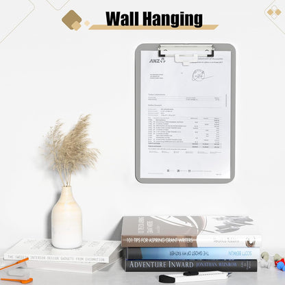 Hongri Plastic Clipboard, White 8.5x11" Clipboard, A4 Letter Size Clipboards for Nurses, Students, Office and Women, Clipboard with Pen Holder and Low Profile Clip, Size 12.5 x 9 Inch(White)