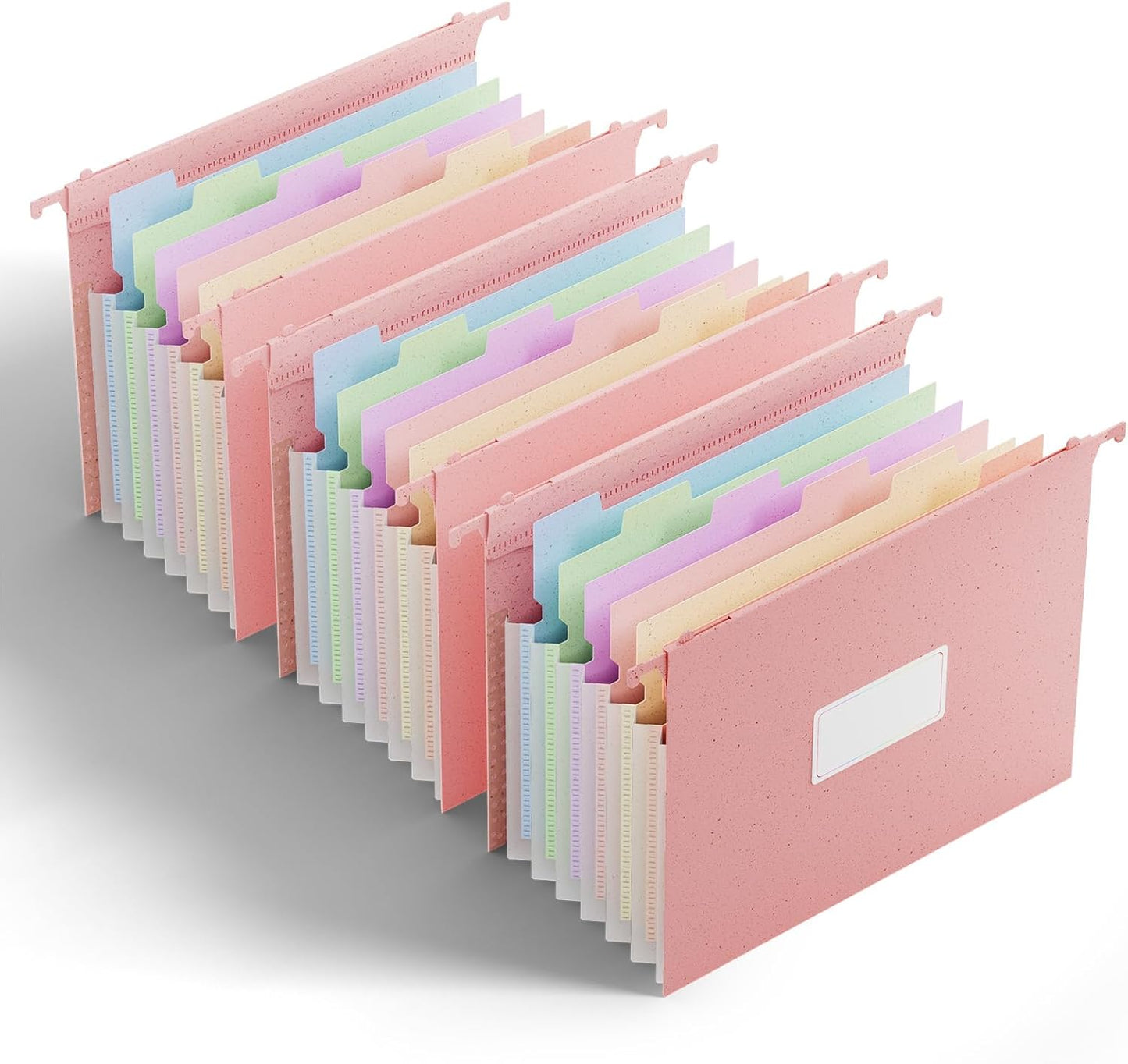 ANSOOK Hanging File Folders Letter Size,7 Pockets Expandable Accordion File Folder Organizer,3 Pack Extra Capacity File Folders Hanging with Tabs,Wheat Straw File Cabniet Folders for Office School