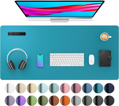 Aothia Leather Desk Pad Protector, Mouse Pad, Office Desk Mat, Non-Slip PU Leather Desk Blotter, Laptop Desk Pad, Waterproof Desk Writing Pad for Office and Home (Black,36" x 17") - Colors A