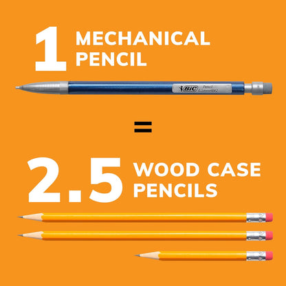 BIC Xtra-Sparkle Number 2 Mechanical Pencils With Erasers, Medium Point (0.7mm), 24-Count Pack, Mechanical Pencils for School Supplies