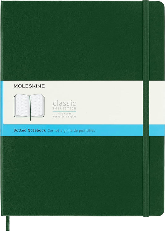 Moleskine Notebook, Extra Large, Dotted, Myrtle Green, Hard Cover (7.5 x 9.75)
