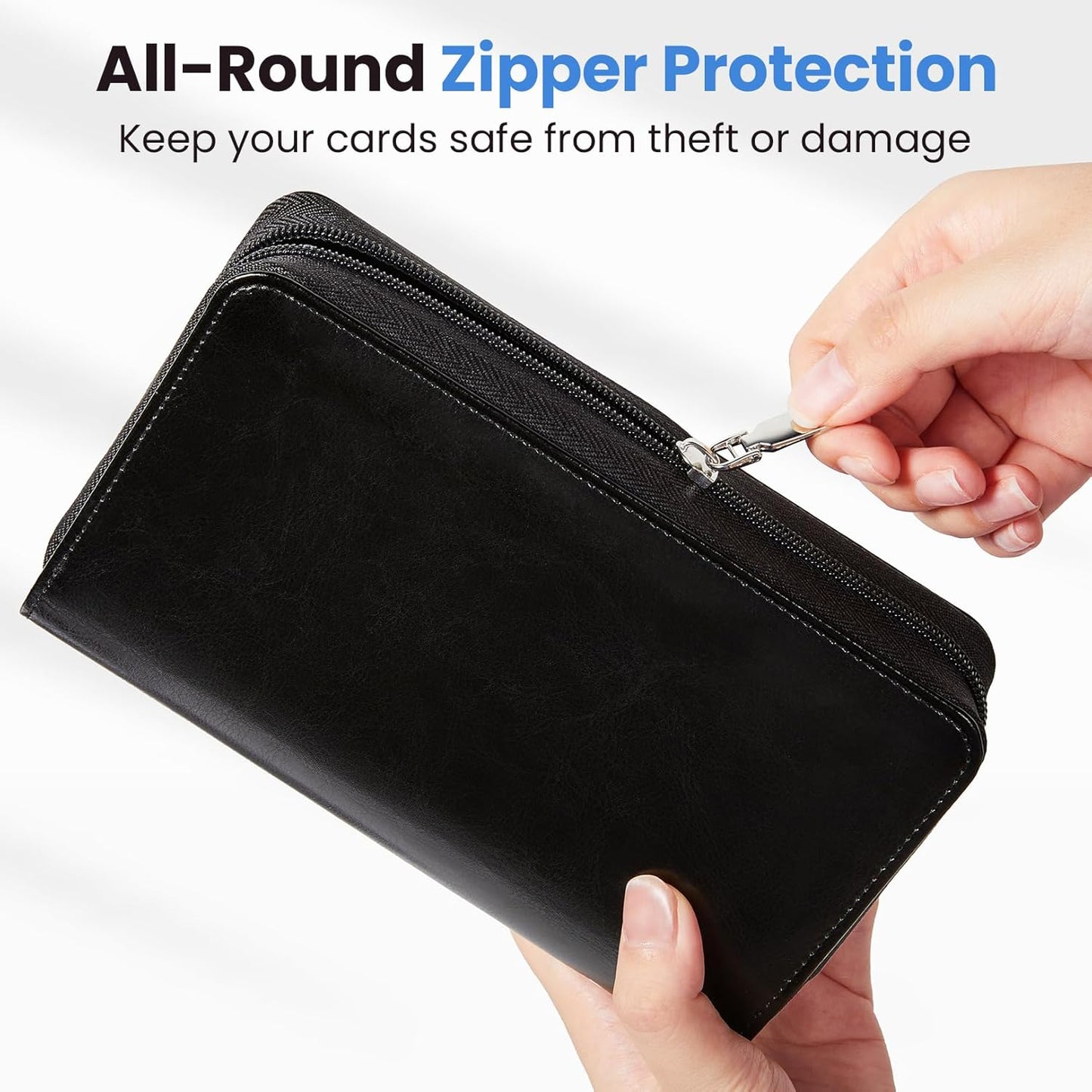 Sooez Leather Professional Business Card Book Holder Organizer, 240 Capacity Credit Card Booklet, PU Name Cards Holder Storage File for Men Women, 7.7 x 4.5 Inch, Black
