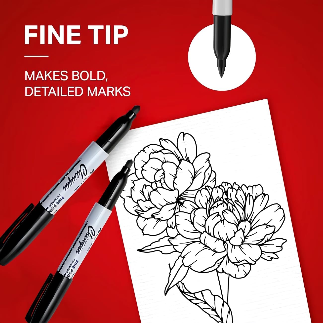Permanent Markers, Fine Tip, 1.0mm, Quick Drying, Waterproof, for Glass, Tiles, Cloth, and General Surfaces, 50 Count (12)
