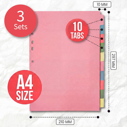10 Tab Dividers for 3 Ring Binder – 10 Dividers Set with Tabs, Perfect for Organizing Documents, Binder Tab Dividers for Easy Filing