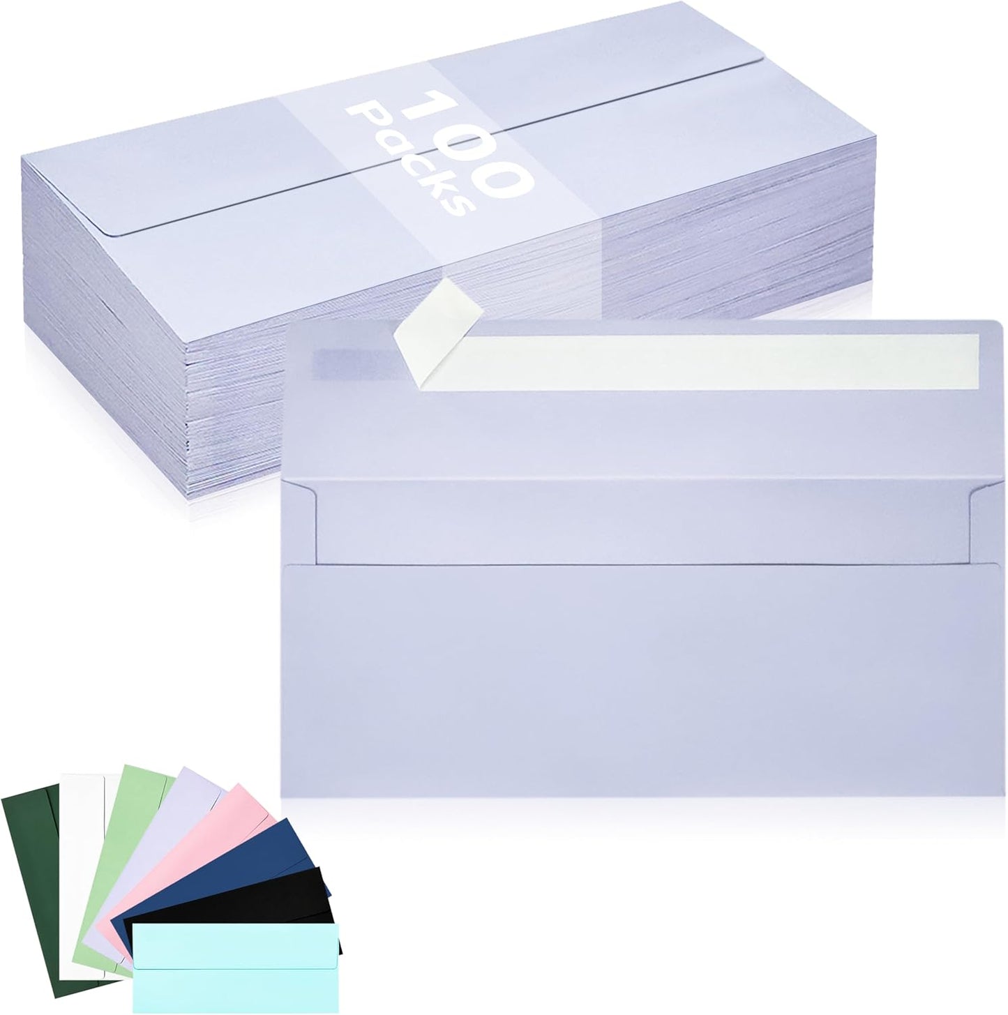 50 Pack #10 Business Envelopes, Sage Green Standard Envelopes Self Seal, Letter Size Mailing Envelopes for Checks Letters Invoices Statements Birthday Graduation Wedding, 4 1/8 x 9 1/2 Inch
