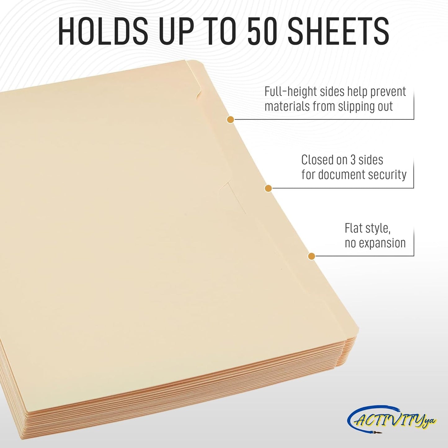 Manila File Jackets, Flat-No Expansion, Letter Size, Reinforced Straight-Cut Tab, 10 Pack