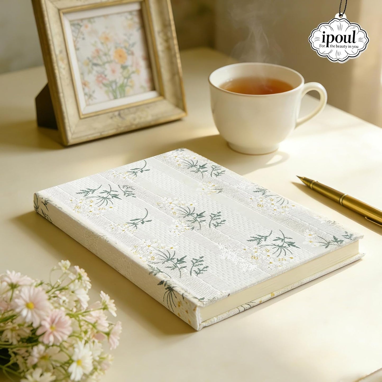 ipoul Flower Notebook, A5, 6x8, Hardcover, Lay Flat, Lined Paper, Journal for Women, Writing Notebook, Pretty, Hibiscus, Pink, Birthday Gifts for Women, Wedding Shower Gifts, Mothers Day Gift