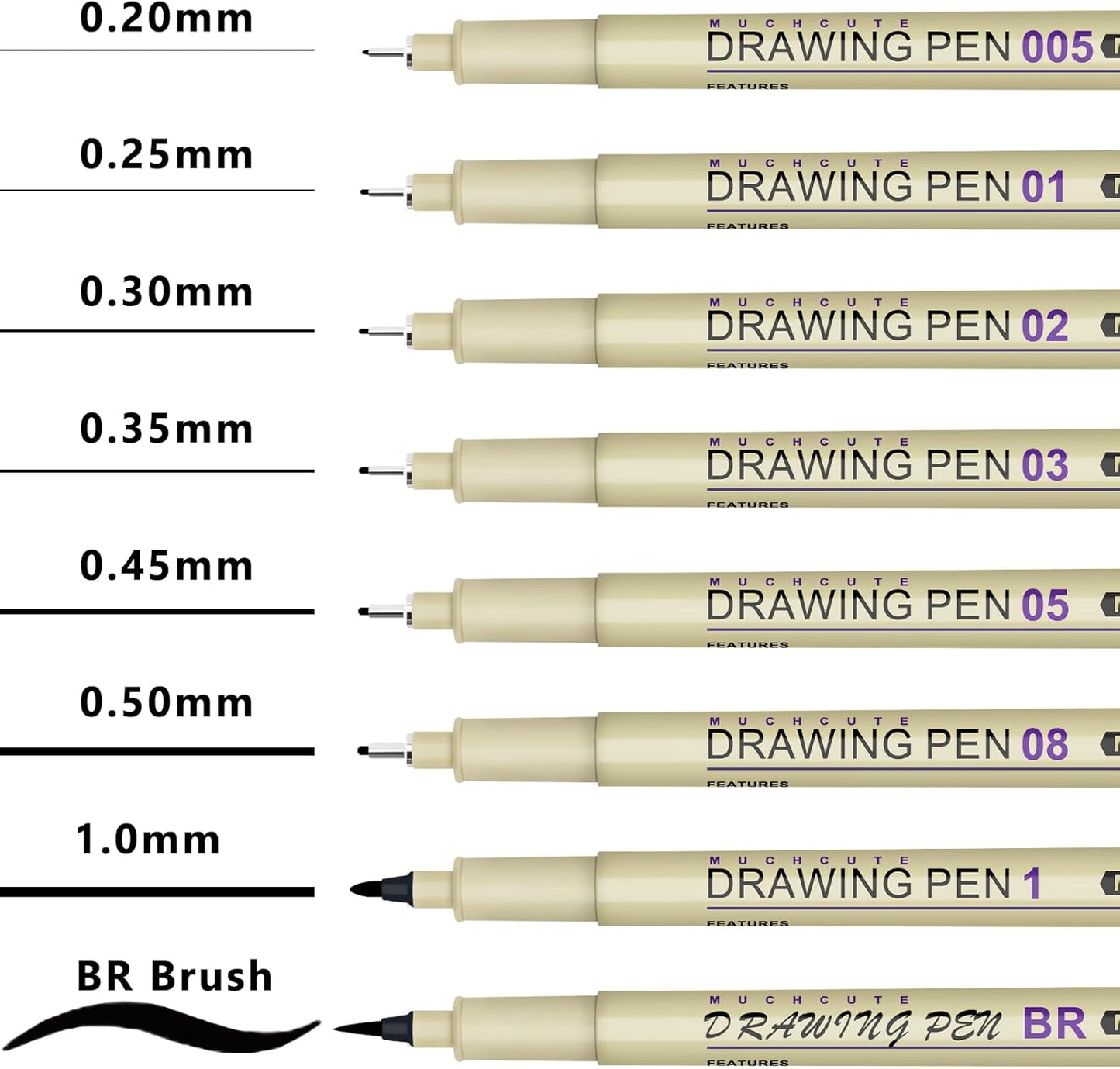 Muchcute Extra Fine Point Writing Pens:6 Black 0.25mm Ultra Thin Micron Pen 01 No Bleed Bible Journaling Study Supplies Annotation Smooth Waterproof Micro Line Tip Fineliner Gel Felt Ink Markers Stuff