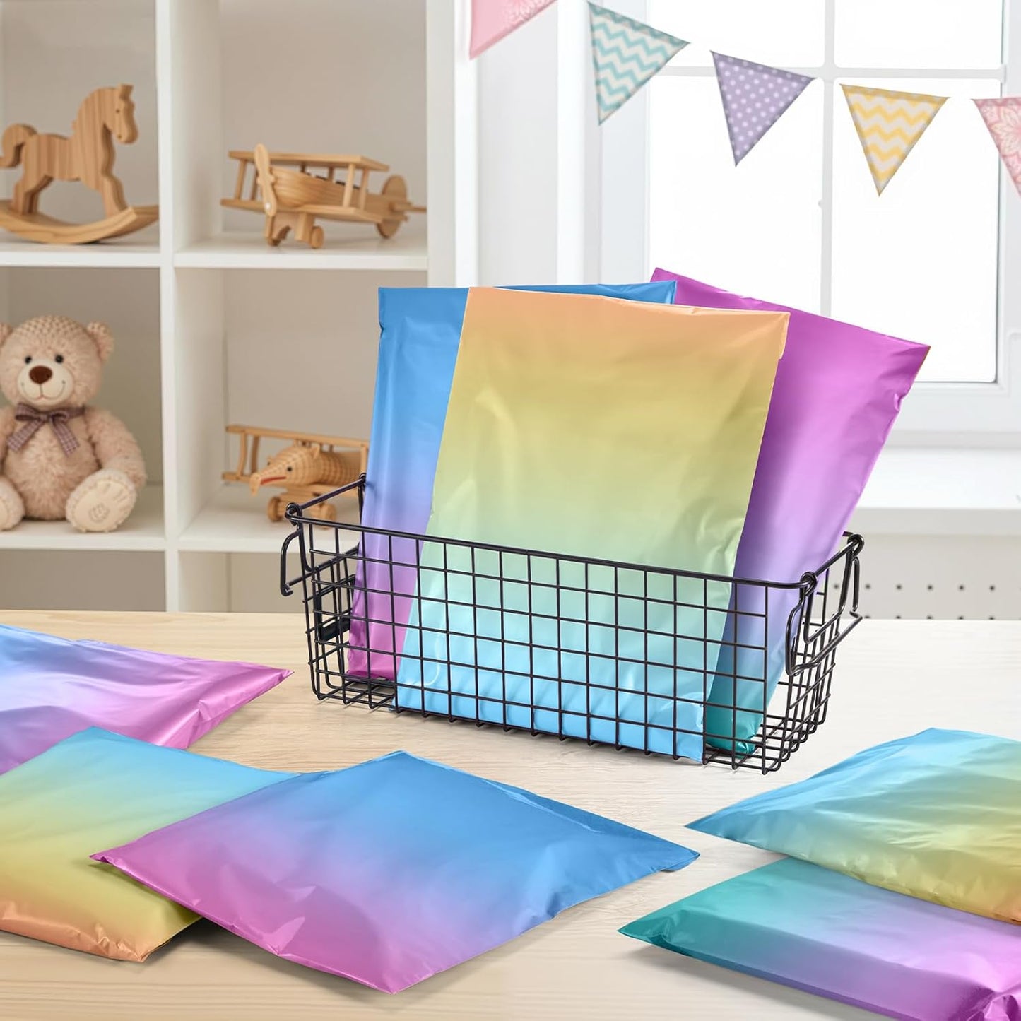 Metronic Cute Poly Mailers 10x13" 50pc Small Shipping Bags, Strong Adhesive Mailers Poly Bags for Business, Waterproof Mailing Envelopes for Packing Shipping Clothes Gifts, Gradient BluePink