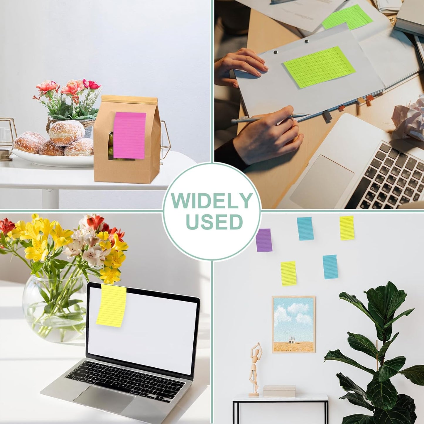 24 Pack Lined Sticky Notes 4X6 in, Self Sticky Note Pads with Lines, Large Sticky Note Memo Pad for Office, Home, School, Meeting, 50 Sheets/pad, Morandi