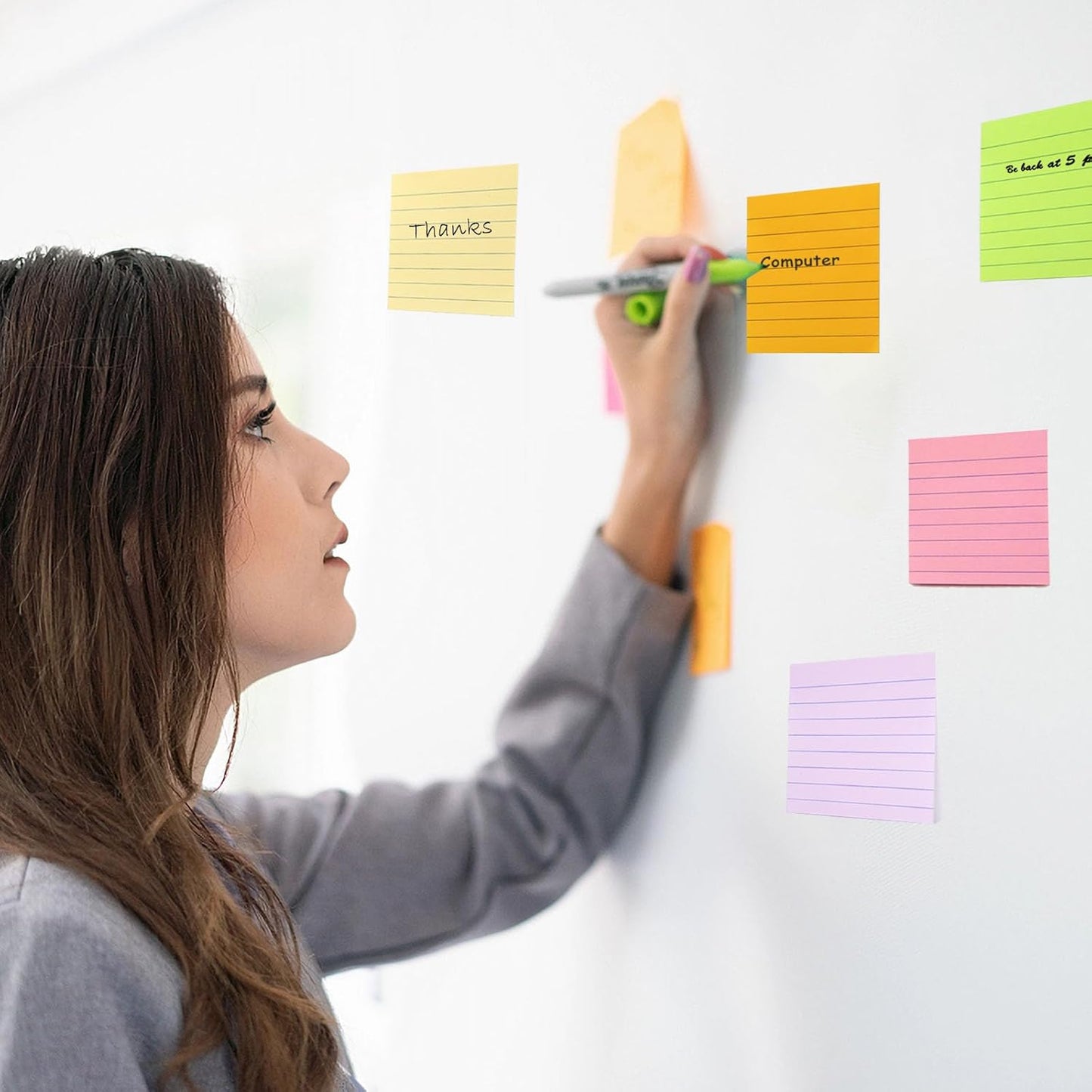 9 Pack Lined Sticky Notes 4x6 in Post Sticky Notes with Lines, 9 Bright Colors Self Sticky Notes Pad Its, Large Ruled Sticky Note for Office, Home, 35 Sheets/Pad