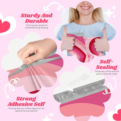 Metronic Cute Poly Mailers 10x13" 50pc Small Shipping Bags, Strong Adhesive Mailers Poly Bags for Business, Waterproof Mailing Envelopes for Packing Shipping Clothes Gifts, Gradient BluePink