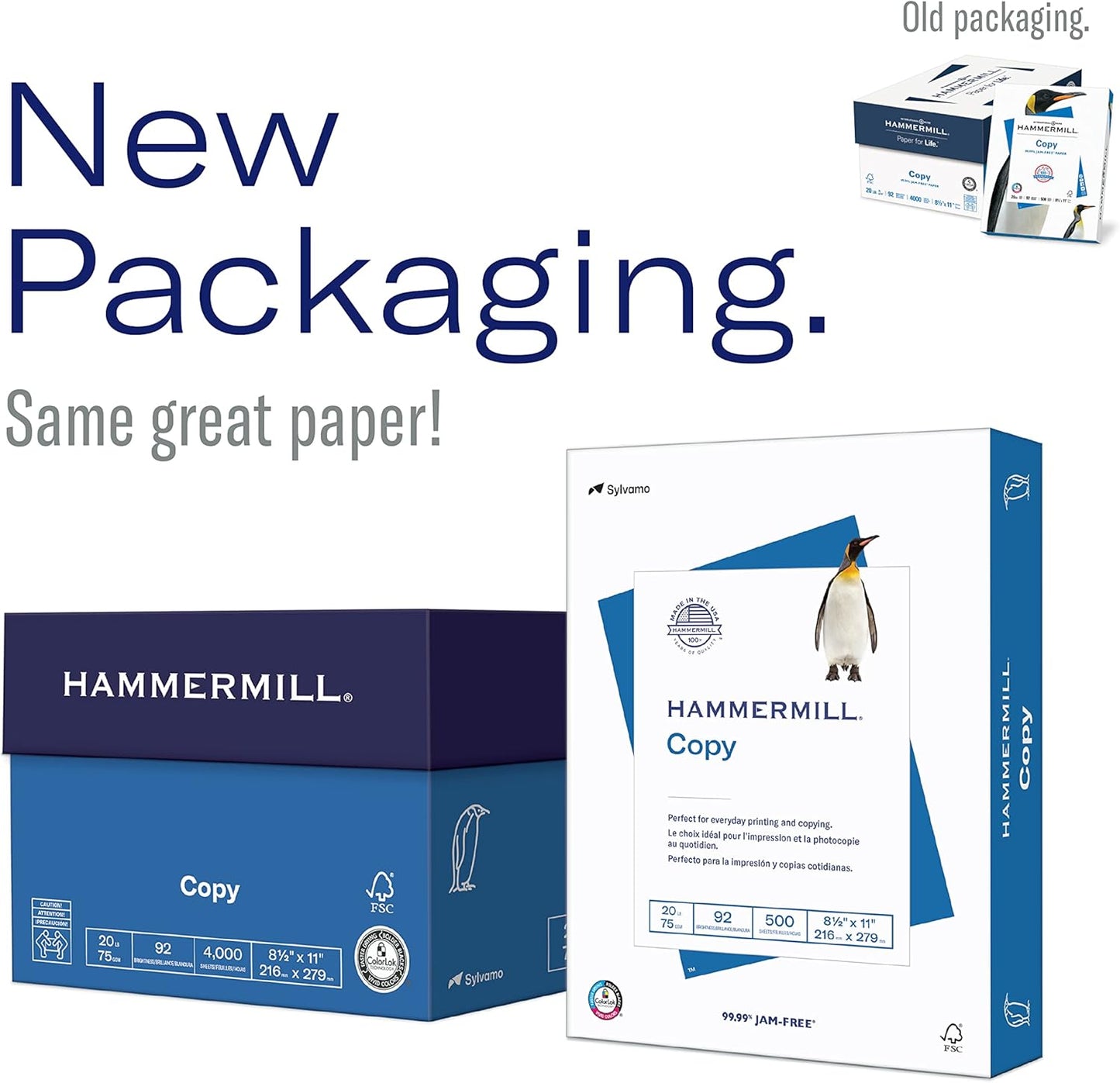 Hammermill Printer Paper, 20 lb Copy Paper, 8.5 x 11-3 Ream (1,500 Sheets) - 92 Bright, Made in the USA