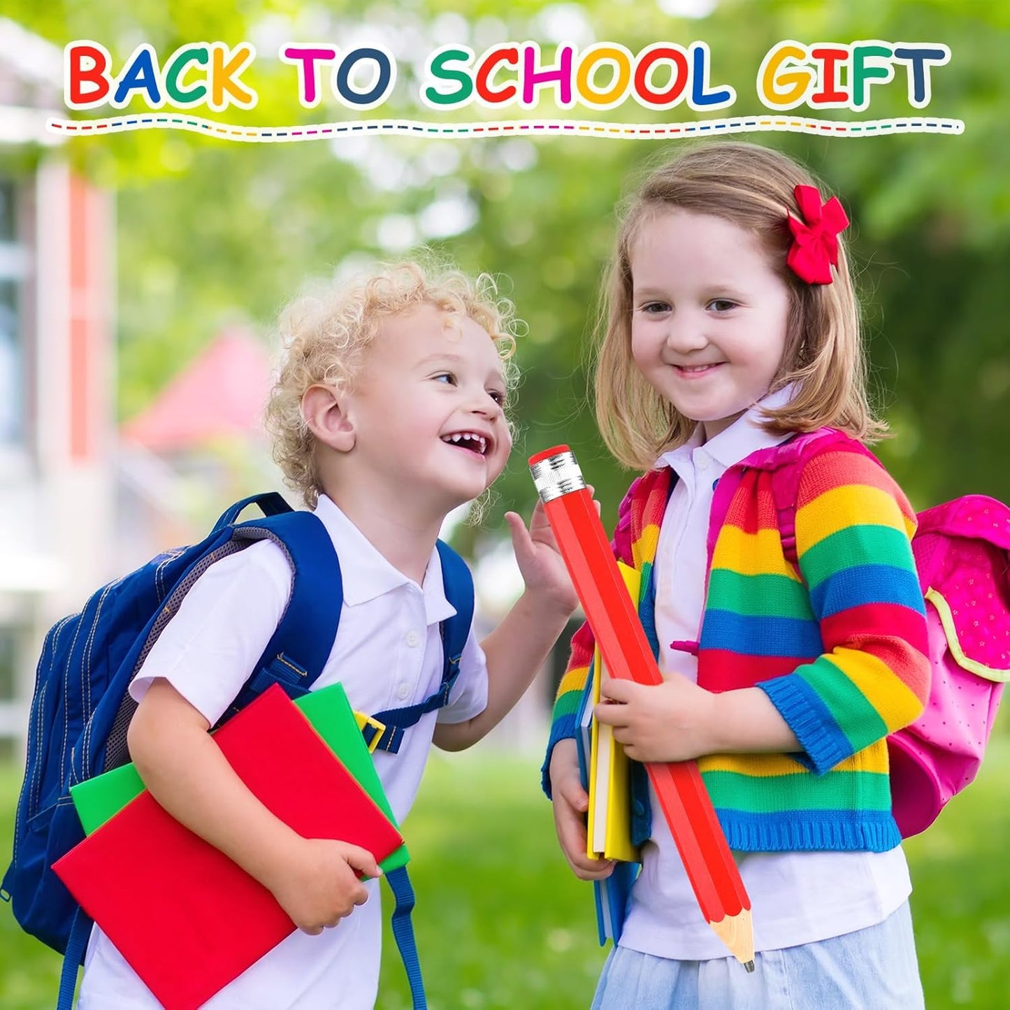 Back to School Gifts for Students 2 Pcs 16 Inch Giant Pencils Wooden Jumbo Pencils Prop Decor Funny with Cap Eraser Large Fun Novelty Gifts for Kids School Kindergarten Home Office(Orange)