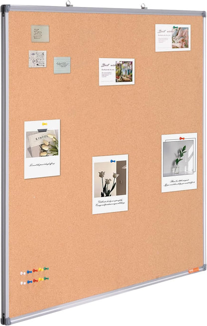 VEVOR 24 x 36 Cork Board, Large Bulletin Board with Black MDF Frame, Wall Mounted Pin Board for Office, School and Home Decor, Hanging Message Board for Pictures and Notes, 10 Push Pins Included