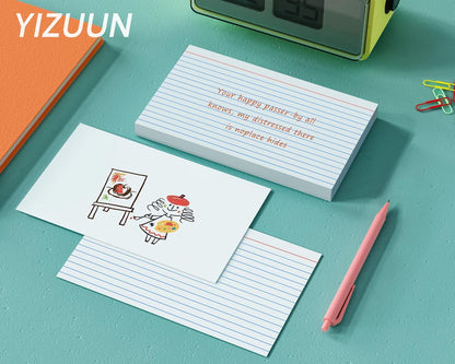 YIZUUN Index Cards 3x5, Flash Cards with Ring, 200 PCS, Ruled Note Cards, Flash Cards for Studying, 4 Packs of 50 sheets, 3x5 Note Cards for Office, Home, School