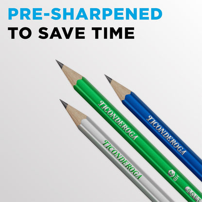 Ticonderoga Wooden Pencils, Pre-Sharpened, 2 HB Soft, Pastel Colors, 18 Count
