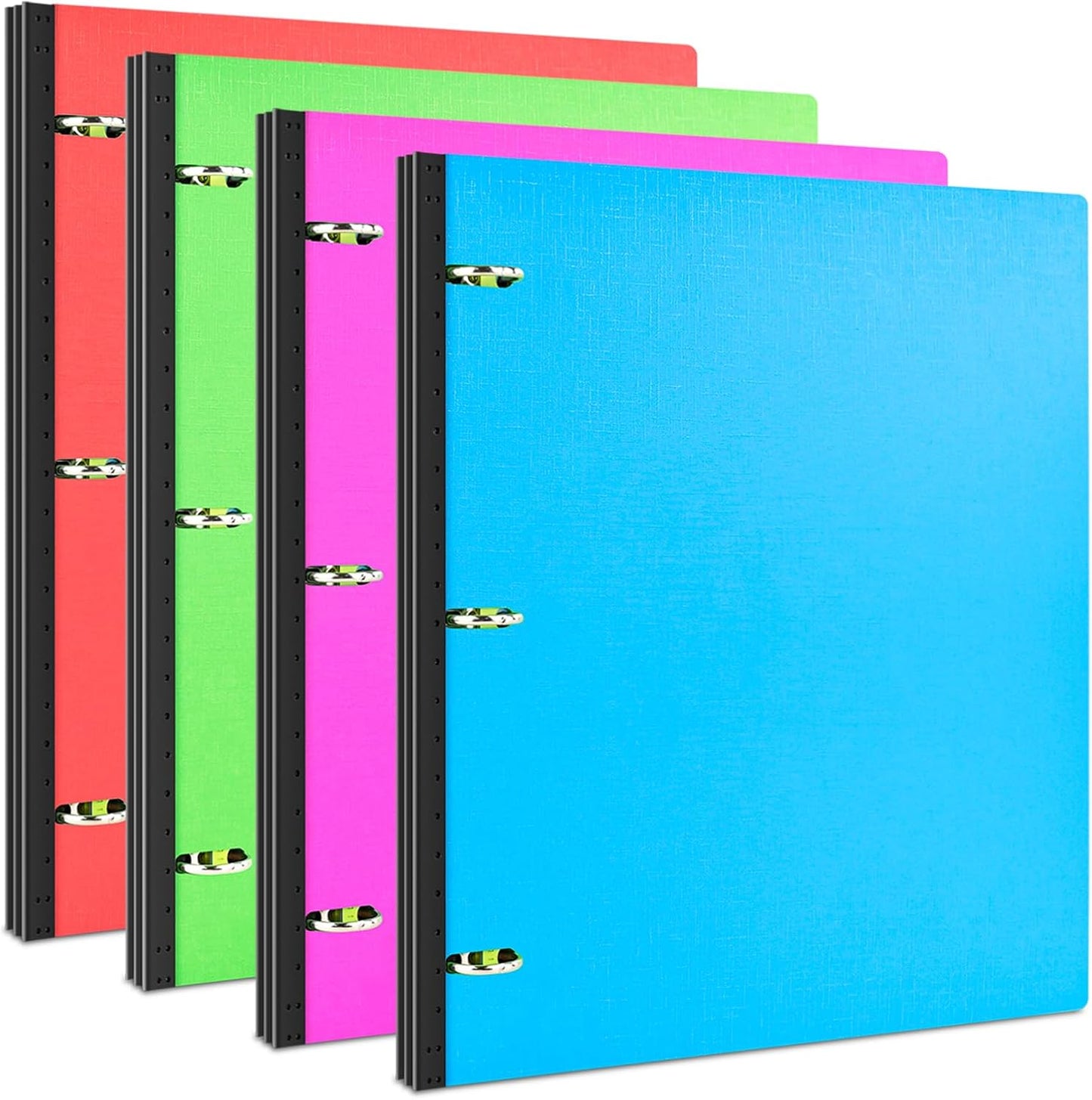 INFUN Telescoping 3 Ring Binder - 4PCS, Portable Plastic 3 Ring Binder with Telescoping Spine, Binders with Foldable Front Cover Holds 8.5"x11" Paper for School, Office, Homes