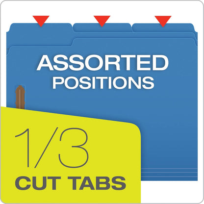 Pendaflex Fastener Folders, 2 Fasteners, Letter Size, Green, 1/3 Cut Tabs in Left, Right, Center Positions, 50 per Box (22140GW)