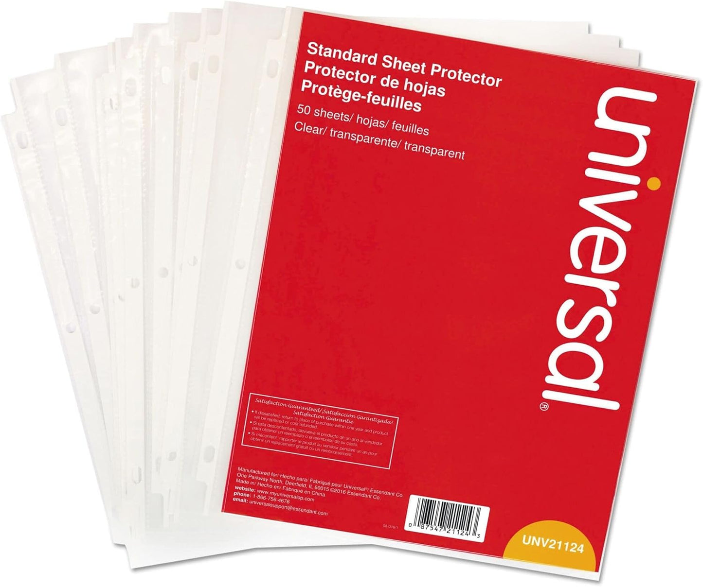 Universal 21124 Top-Load Poly Sheet Protectors, Standard Gauge, Letter, Clear (Pack of 50)
