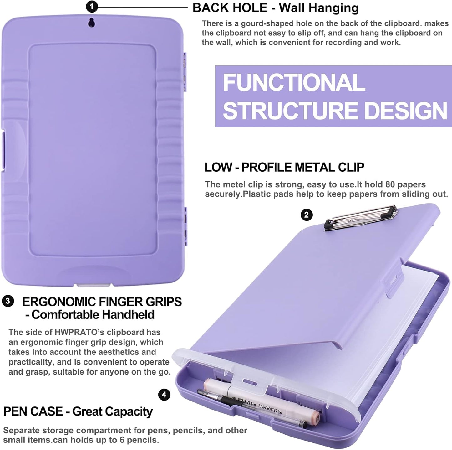 HWPRATO Clipboards Organizer Clipboard with Storage Nursing Clipboard Foldable File Folder Plastic Folio with Storage Case for Teacher,Kids,Doctor,Offices (Retro Blue)