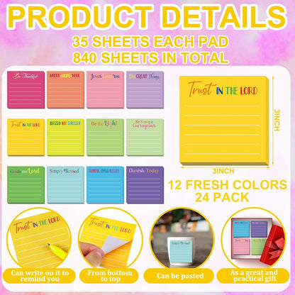 Yinder 48 Pcs Inspirational Sticky Notes Cute Motivational Sticky Notes Pad End of Year Employee Appreciation Gifts Bulk for Teacher Nurse Coworkers Office Supplies 3 x 3'' (Thank You,Dark Color)