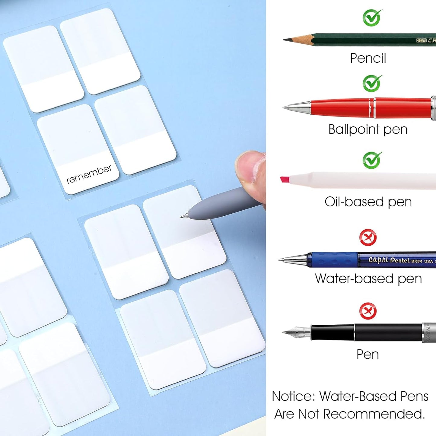 480Pcs Sticky Tabs, Writable Index Tabs, Repositionable Notebook Tabs Book Sticky Tabs White Page Markers for Notebooks Documents Binders File Folders Books, 1.57 x 1.02 Inch