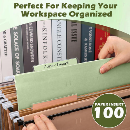 100 Pcs Hanging File Folder Paper Inserts 3-1/2 Inch Off White Blank File Tab Inserts Thick Cardstock for Hanging Folder (3.5×0.6 inch)(No Tab Included)