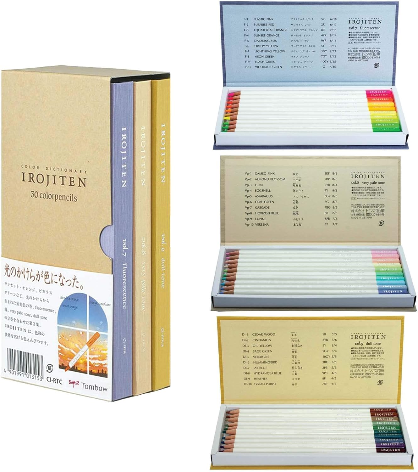 Tombow 51526 Irojiten Colored Pencil Dictionary Set, Woodlands, Set of 30. Beautifully Crafted Wax-Based Colored Pencils with Enamel Finish