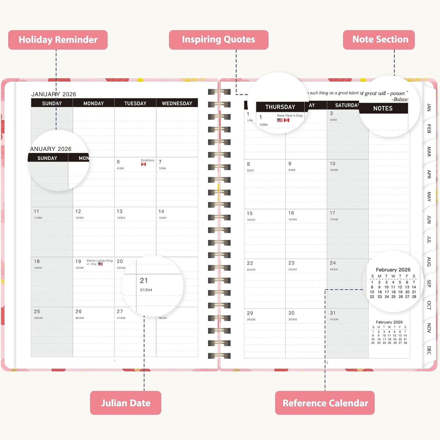 Planner 2026-2027, Weekly and Monthly Academic Year Calendar Planner, July 2026 - June 2027, Daily Agenda Book for Office School Supplies, A5(6.3'' x 8.5'')